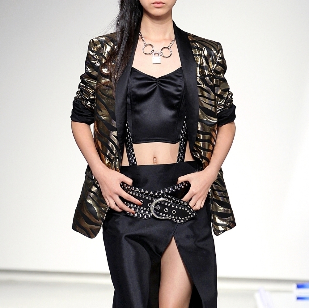 Rodarte‎ Silver Black Metallic Blazer Sz 2 RARE